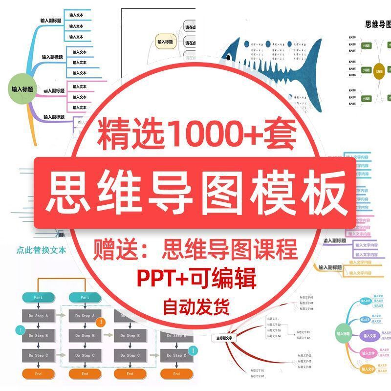 思维导图PPT模板赠送AI生成思维导图工具-阿初
